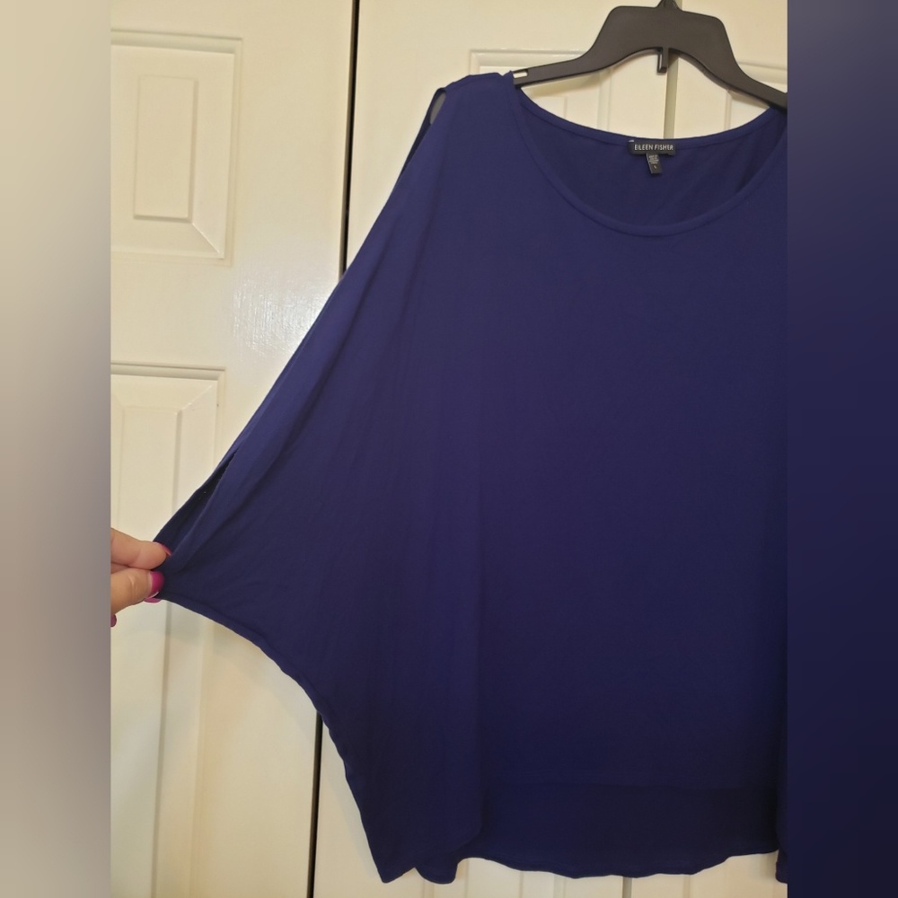 Eileen Fisher Butterfly Box Top Royal Purple L - Picture 3 of 6